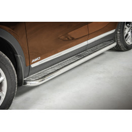 Praguri Laterale, Steeler 4x4 Side Bars cu Treaptă Checker Plate, Culoare Argintiu, Kia Sorento 2015 - 2020 - EDK.ro