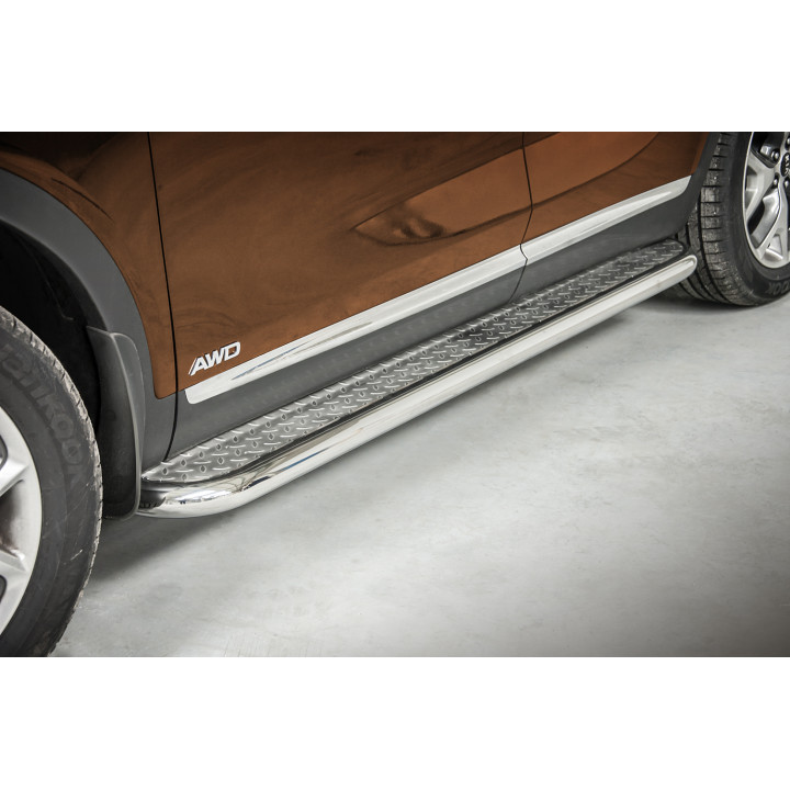 Praguri Laterale, Steeler 4x4 Side Bars cu Treaptă Checker Plate, Culoare Argintiu, Kia Sorento 2015 - 2020 - EDK.ro