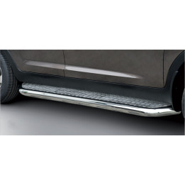 Praguri Laterale, Steeler 4x4 Side Bars cu Treaptă Checker Plate, Culoare Argintiu, Kia Sportage 2010 - 2015 - EDK.ro
