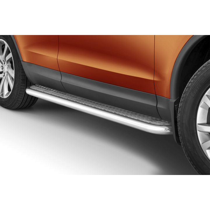 Side Steps, Steeler 4x4 Side Bars with Checker Plate Steps, Color Silver, Land Rover Discovery 5 2017 - Present - EDK.ro