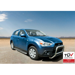 Side Steps, Steeler 4x4 Side Bars with Checker Plate Steps, Color Silver, Mitsubishi ASX 2012 - 2016 - EDK.ro
