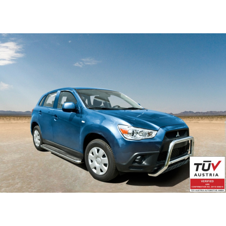 Side Steps, Steeler 4x4 Side Bars with Checker Plate Steps, Color Silver, Mitsubishi ASX 2012 - 2016 - EDK.ro