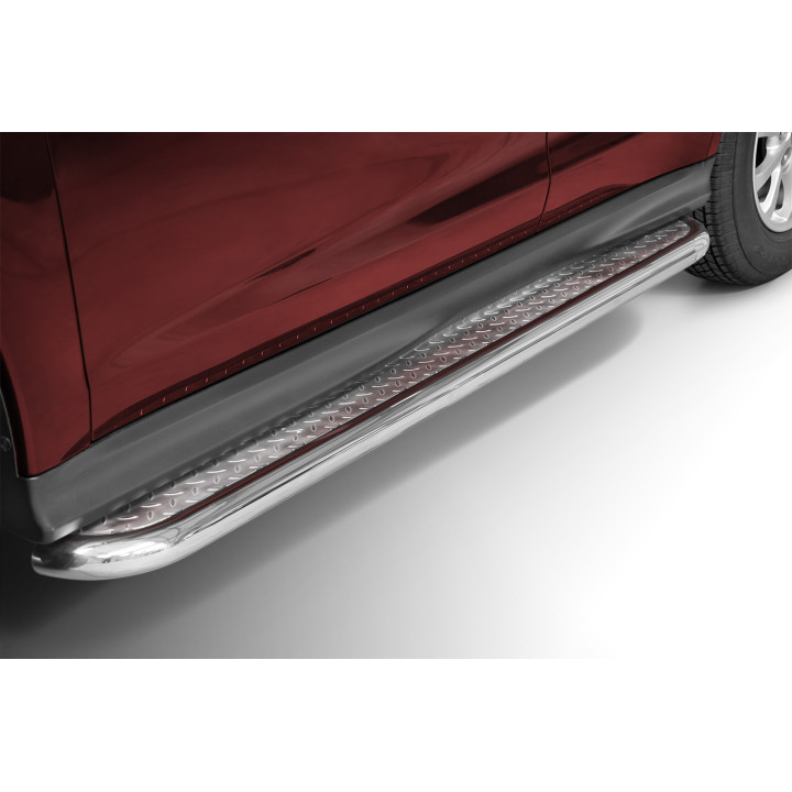 Praguri Laterale, Steeler 4x4 Side Bars cu Treaptă Checker Plate, Culoare Argintiu, Mitsubishi ASX 2017 - 2019 - EDK.ro