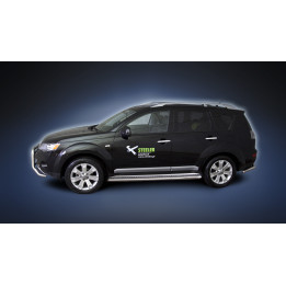 Praguri Laterale, Steeler 4x4 Side Bars cu Treaptă Checker Plate, Culoare Argintiu, Mitsubishi Outlander 2007 - 2009 - EDK.ro