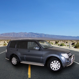 Side Steps, Steeler 4x4 Side Bars with Checker Plate Steps, Color Silver, Mitsubishi Pajero 2007 - 2015 - EDK.ro