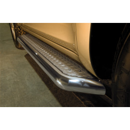 Side Steps, Steeler 4x4 Side Bars with Checker Plate Steps, Color Silver, Nissan Pathfinder 2005 - 2010 - EDK.ro