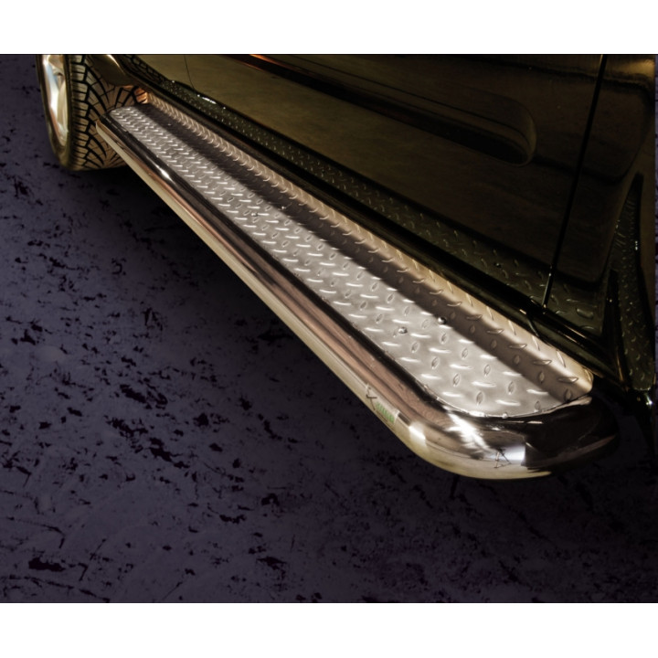 Praguri Laterale, Steeler 4x4 Side Bars cu Treaptă Checker Plate, Culoare Argintiu, Nissan Pathfinder 2010 - Prezent - EDK.ro