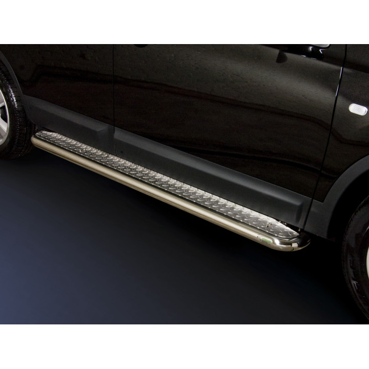 Side Steps, Steeler 4x4 Side Bars with Checker Plate Steps, Color Silver, Nissan Qashqai 2007 - 2010 - EDK.ro