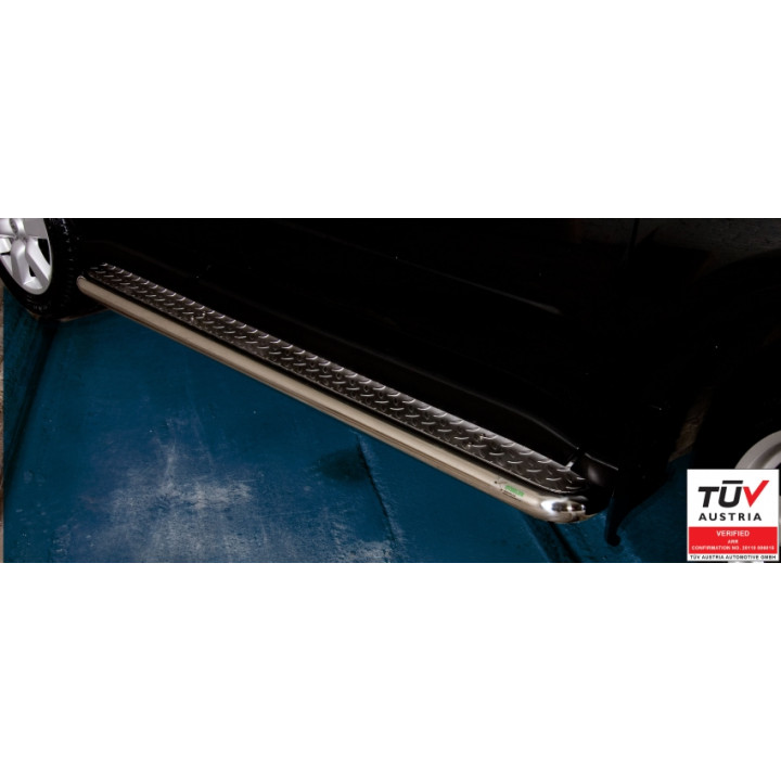 Side Steps, Steeler 4x4 Side Bars with Checker Plate Steps, Color Silver, Nissan X-Trail 2010 - 2014 - EDK.ro