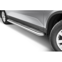 Side Steps, Steeler 4x4 Side Bars with Checker Plate Steps, Color Silver, SsangYong Musso 2018 - 2021 - EDK.ro