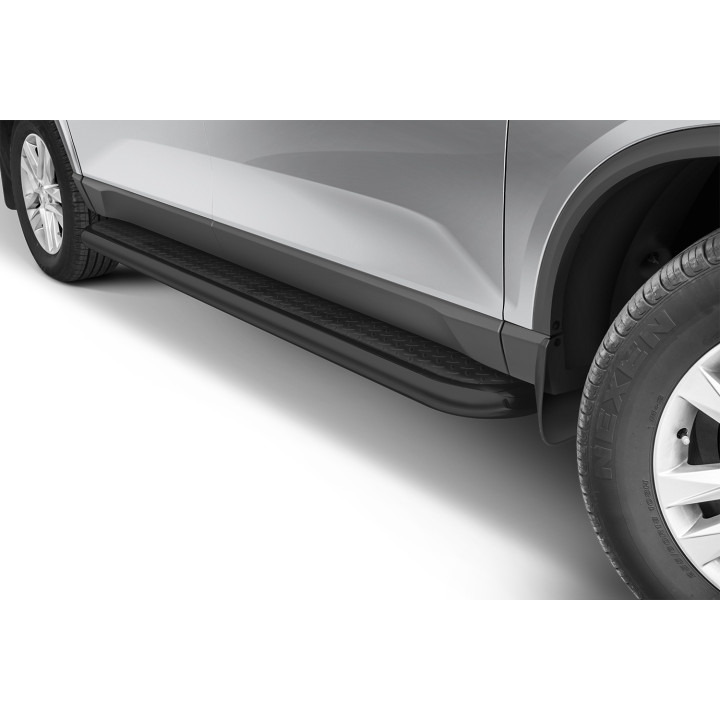 Praguri Laterale, Steeler 4x4 Side Bars cu Treaptă Checker Plate, Culoare Argintiu, SsangYong Musso 2018 - 2021 - EDK.ro