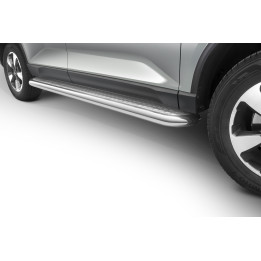 Praguri Laterale, Steeler 4x4 Side Bars cu Treaptă Checker Plate, Culoare Argintiu, SsangYong Rexton 2018 - 2021 - EDK.ro
