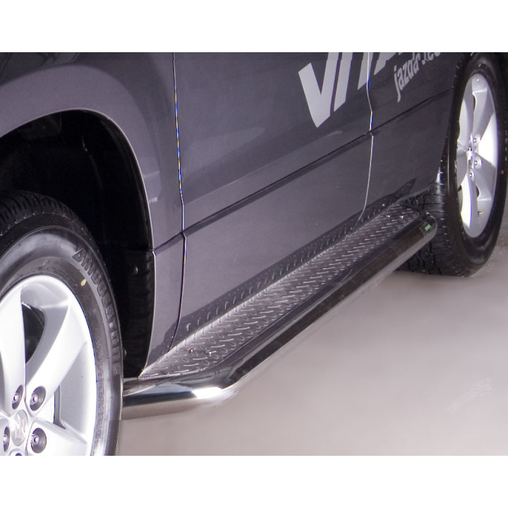 Side Steps, Steeler 4x4 Side Bars with Checker Plate Steps, Color Silver, Suzuki Grand Vitara 2006 - 2014 - EDK.ro