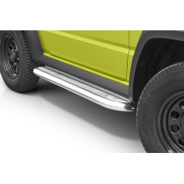 Praguri Laterale, Steeler 4x4 Side Bars cu Treaptă Checker Plate, Culoare Argintiu, Suzuki Jimny 2018 - 2020 - EDK.ro