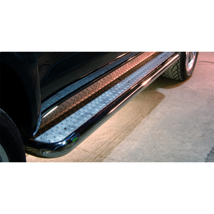 Side Steps, Steeler 4x4 Side Bars with Checker Plate Steps, Color Silver, Toyota Hilux 2005 - 2015 - EDK.ro