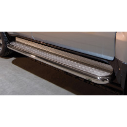 Praguri Laterale, Steeler 4x4 Side Bars cu Treaptă Checker Plate, Culoare Argintiu, Toyota Land Cruiser 120 2002 - 2009 - EDK.ro