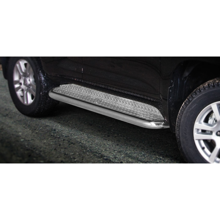 Side Steps, Steeler 4x4 Side Bars with Checker Plate Steps, Color Silver, Toyota Land Cruiser 150 2010 - 2013 - EDK.ro
