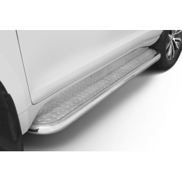 Praguri Laterale, Steeler 4x4 Side Bars cu Treaptă Checker Plate, Culoare Argintiu, Toyota Land Cruiser 150 2017 - Prezent - EDK