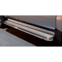 Side Steps, Steeler 4x4 Side Bars with Checker Plate Steps, Color Silver, Toyota Land Cruiser V8 2012 - 2016 - EDK.ro