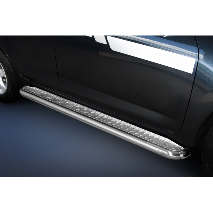 Praguri Laterale, Steeler 4x4 Side Bars cu Treaptă Checker Plate, Culoare Argintiu, Toyota RAV4 2010 - 2013 - EDK.ro