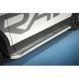 Side Steps, Steeler 4x4 Side Bars with Checker Plate Steps, Color Silver, Toyota RAV4 2016 - 2018 - EDK.ro
