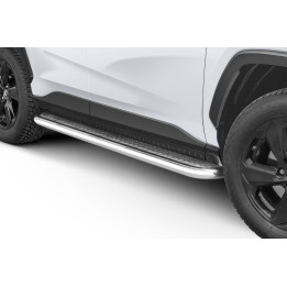 Side Steps, Steeler 4x4 Side Bars with Checker Plate Steps, Color Silver, Toyota RAV4 2018 - Present - EDK.ro