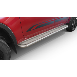 Side Steps, Steeler 4x4 Side Bars with Checker Plate Steps, Color Silver, Volkswagen Amarok 2023 - Present - EDK.ro