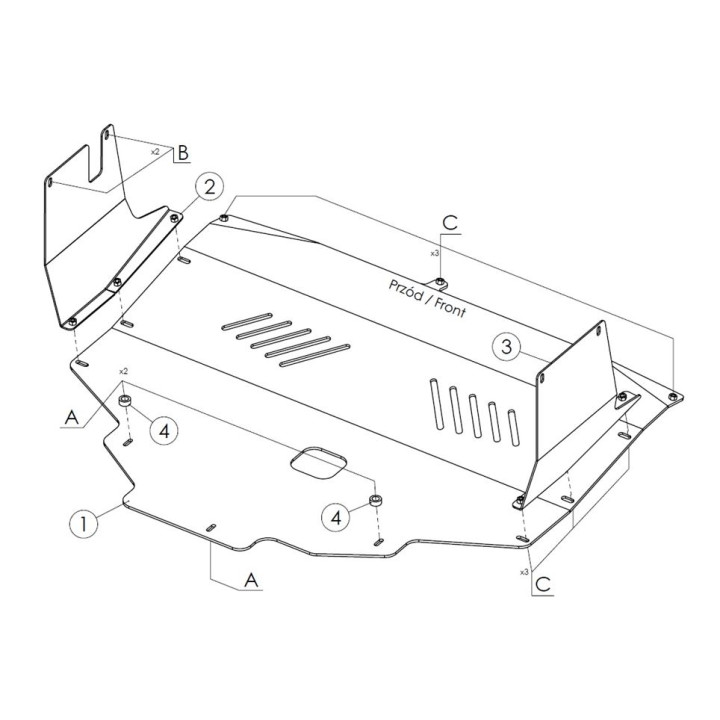 Aluminium Engine Compartment Skid Plate, Steeler 4x4, Opel Movano, Renault Master 2019 - Present - EDK.ro