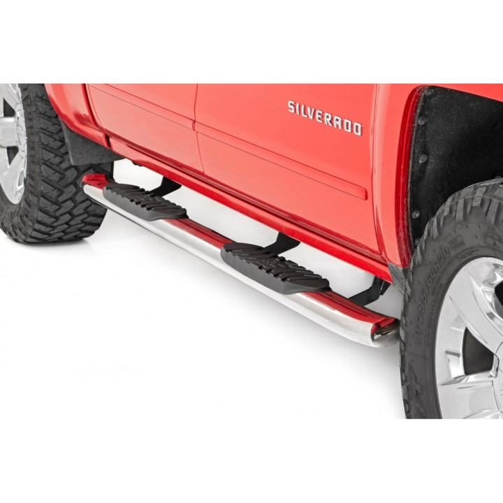 Praguri Laterale, Rough Country Oval Nerf Step, Chevrolet Silverado 1500 / Silverado 2500 / Silverado 3500 / GMC Sierra 1500 / S