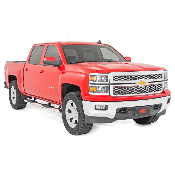 Side Steps, Rough Country Oval Nerf Step, Chevrolet Silverado 1500 / Silverado 2500 / Silverado 3500 / GMC Sierra 1500 / Sierra 