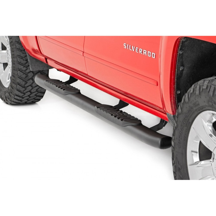 Side Steps, Rough Country Oval Nerf Step, Chevrolet Silverado 1500 / Silverado 2500 / Silverado 3500 / GMC Sierra 1500 / Sierra 