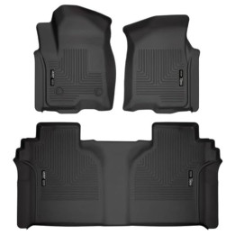 Front and Rear Floor Mats Weatherbeater, Husky Liners Crew Cab, Chevrolet Silverado 1500 / 2500 / 3500 2019 - Present, GMC Sierr