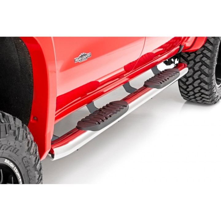 Side Steps, Rough Country Oval Nerf Step, Chevrolet Silverado 1500 / Silverado 2500 / Silverado 3500 / GMC Sierra 1500 / Sierra 