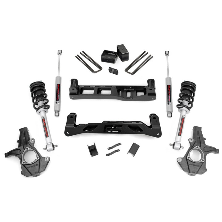 Suspension Lift Kit with N3 Coilovers, Rough Country 2WD Lift 5 Inch, Chevrolet Silverado 1500 2014 - 2019, GMC Sierra 1500 2014