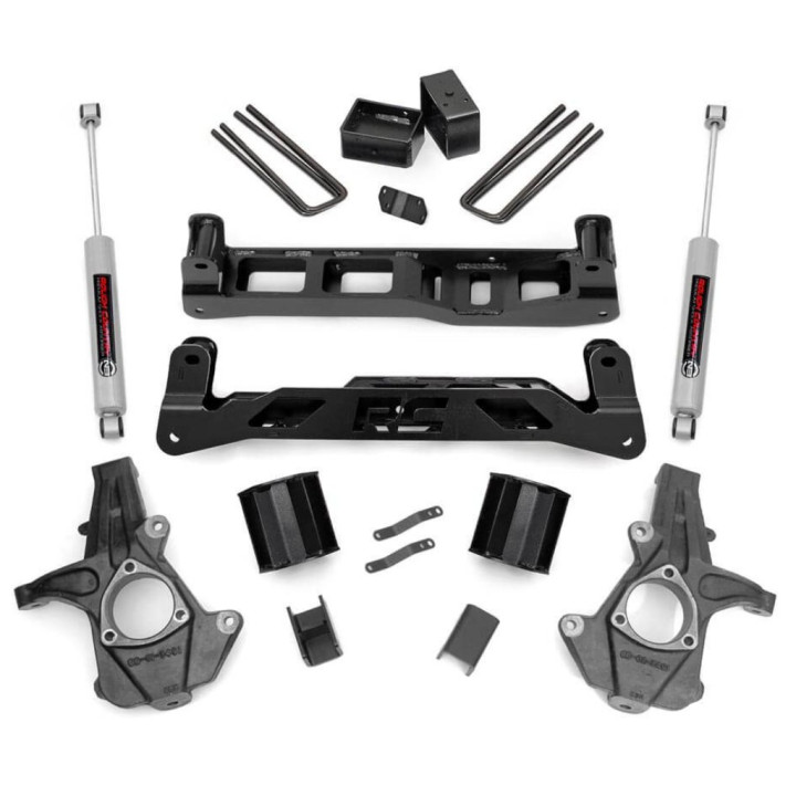 Suspension Lift Kit for Cast Steel Control Arms, Rough Country N3 2WD Lift 5 Inch, Chevrolet Silverado 1500 2014 - 2019, GMC Sie