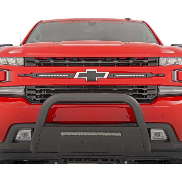 Kit de Integrare Proiectoare LED Omologate Pentru Grilă, Rough Country LED light bars 10" dual row flood Black Series, Chevrolet