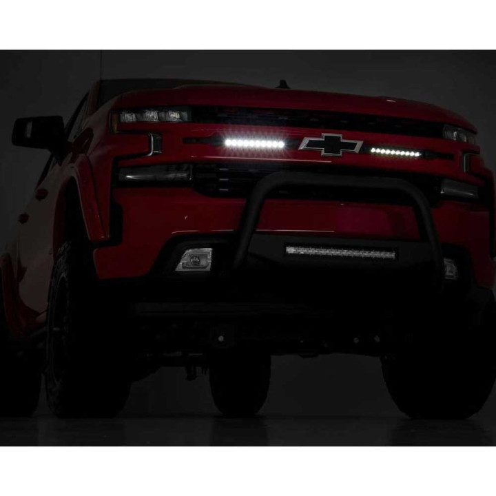 Kit de Integrare Proiectoare LED Omologate Pentru Grilă, Rough Country LED light bars 10" dual row flood Black Series, Chevrolet