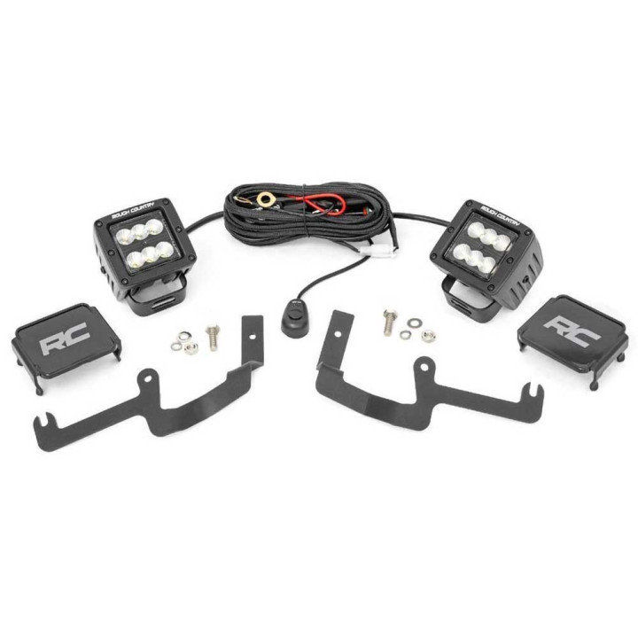 Kit de Integrare Proiectoare LED Omologate Pentru Capotă, Rough Country Lower windshield LED 2" kit Flood Beam Black Series, Che