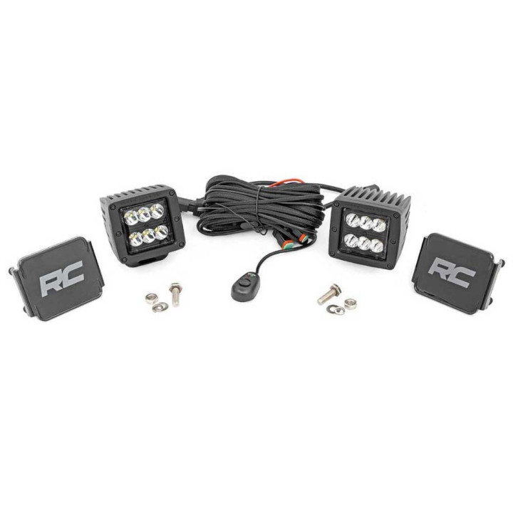 Kit de Integrare Proiectoare LED Omologate Pentru Capotă, Rough Country Lower windshield LED 2" kit Flood Beam Black Series, Che