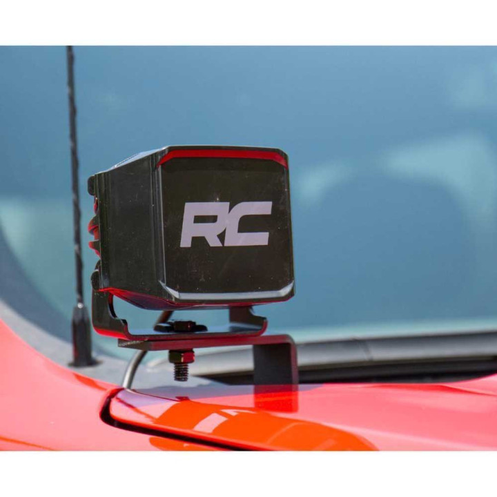 EC Approved LED Projector Integration Kit for Hood, Rough Country Lower windshield LED 3" kit Wide Angle Series, Chevrolet Silve