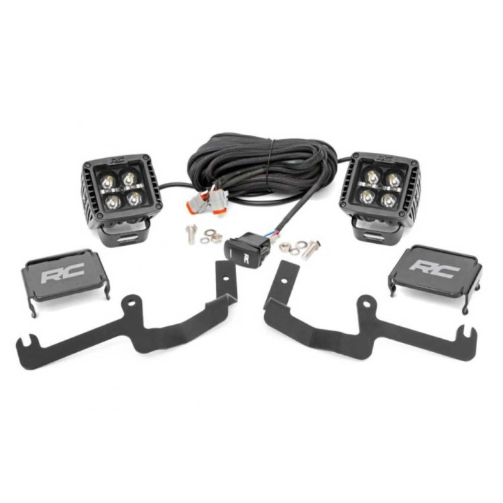 Kit de Integrare Proiectoare LED Omologate Pentru Capotă, Rough Country Lower windshield LED 2" kit Amber DRL Black Series, Chev