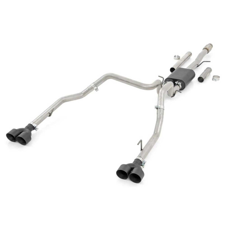 Dual Exhaust System 6.2L, Rough Country Cat Back, Chevrolet Silverado 1500 2019 - Present, GMC Sierra 1500 2019 - Present - EDK.