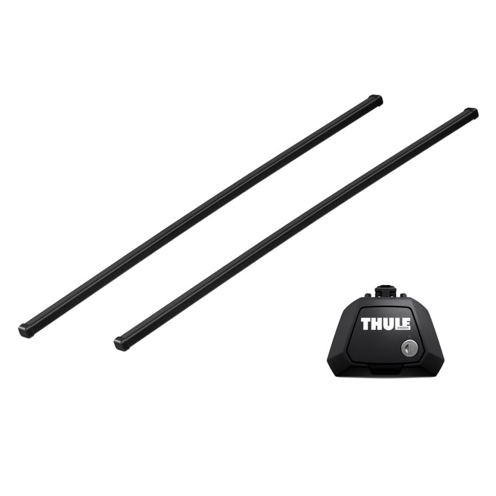 Roof Bars Thule Evo Raised Rail SquareBar 118 cm Black Volkswagen Caddy Life 5-Door MPV 2016 - 2020 - EDK.ro