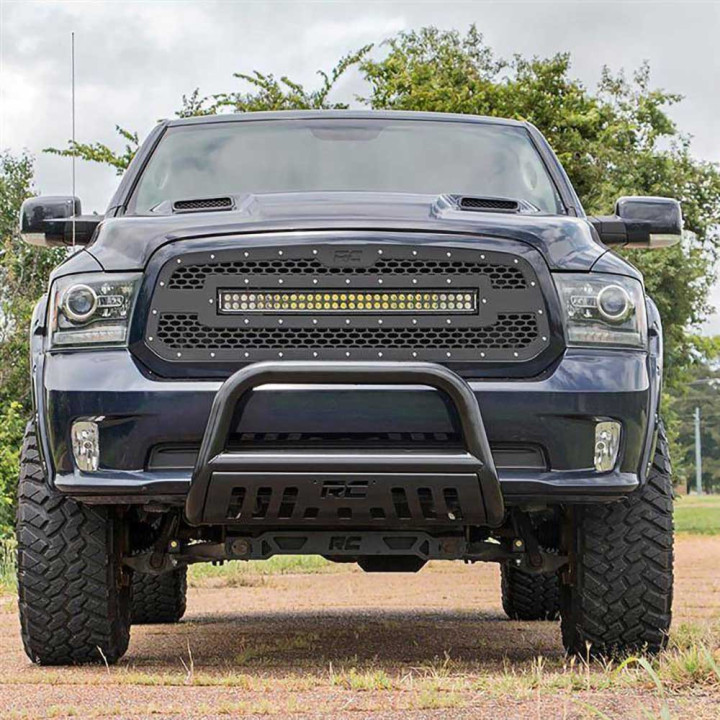 Mesh Grille with 30 Inch Dual Row LED Light Bar Black Series, Rough Country, Dodge RAM 1500 2009 - Present - EDK.ro