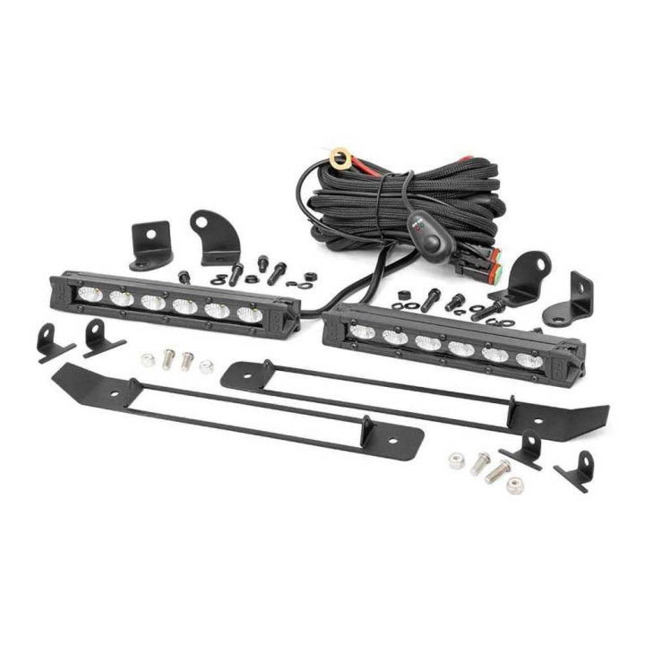 Kit de Integrare Proiectoare LED Omologate Pentru Grilă, Rough Country Dual LED grille kit 6" Black Series, Dodge RAM 1500 2019 