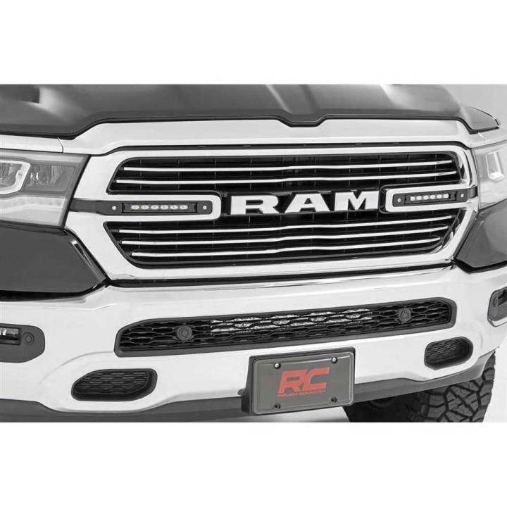 Kit de Integrare Proiectoare LED Omologate Pentru Grilă, Rough Country Dual LED grille kit 6" Black Series, Dodge RAM 1500 2019 