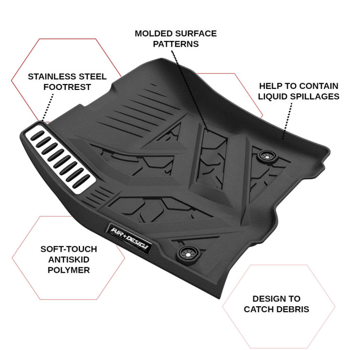 Front and Rear Floor Mats, Air Design Crew Cab, Dodge RAM 1500 2019 - Present - EDK.ro