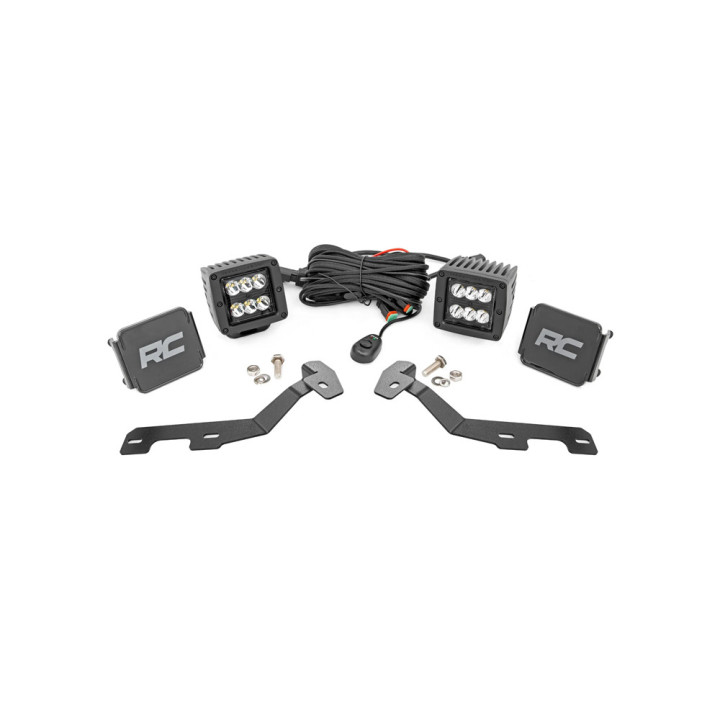 Kit de Integrare Proiectoare LED Omologate Pentru Capotă, Rough Country Lower windshield LED light kit Spot Beam Black Series, D