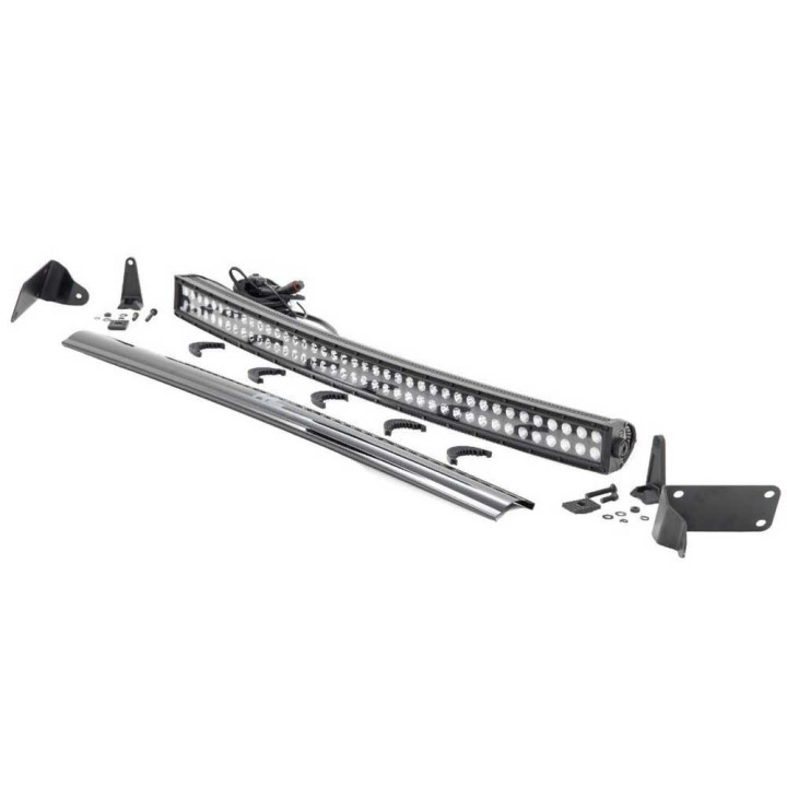 EC Approved LED Projector Integration Kit for Front Bumper, Rough Country LED light bar 40" curved Black Series 3500, Dodge RAM 