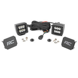 Kit de Integrare Proiectoare LED Omologate Pentru Capotă, Rough Country LED lights 2" square Spot Beam Black Series, Ford Bronco